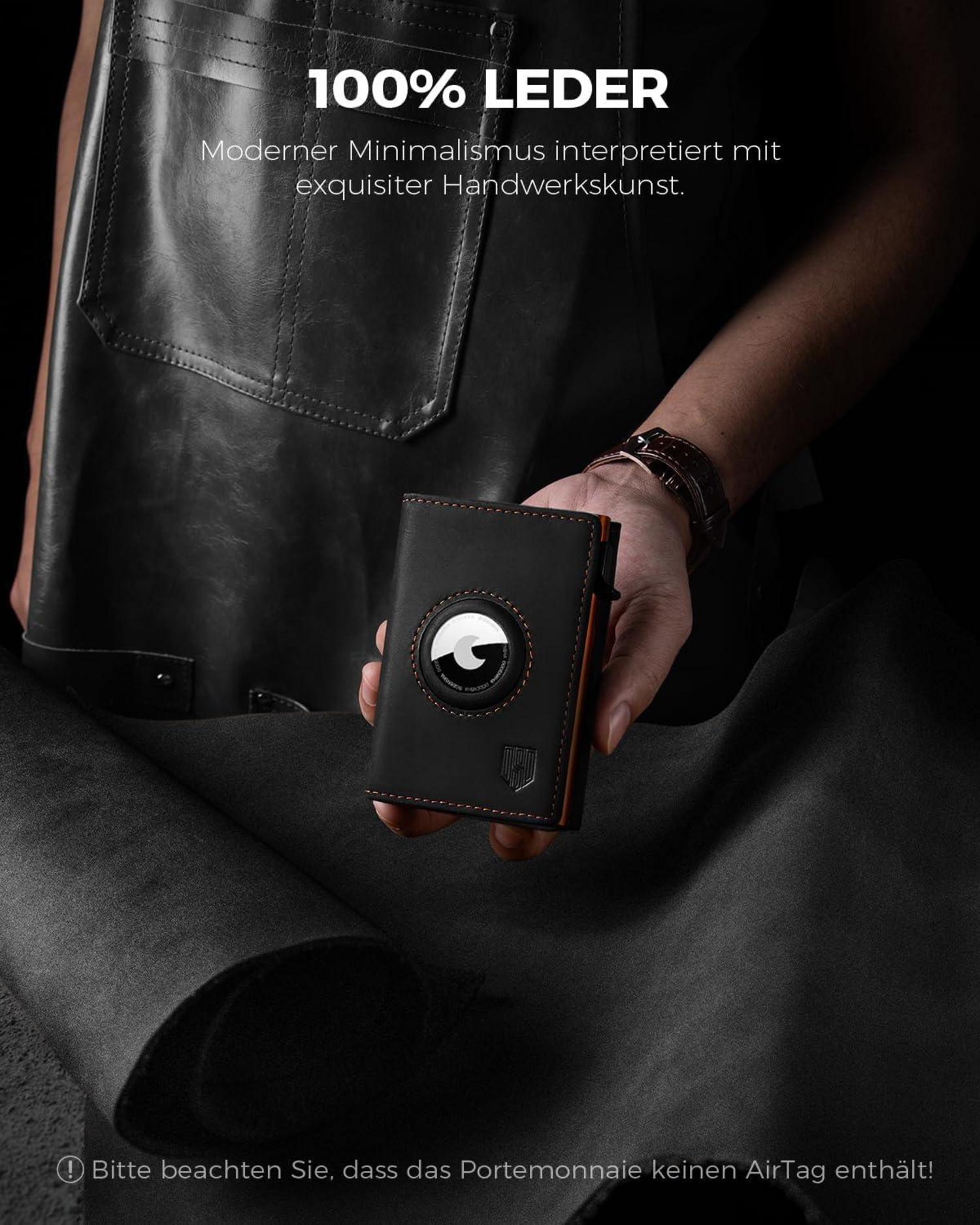DODENSHA® MagSnap RFID Herren Portmonee Wallet Airtag* NFC SchwarzOrange