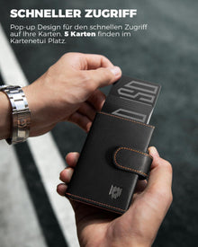 Kreditkartenetui Herren RFID Münzfach Pop-up Aluminium 8-10