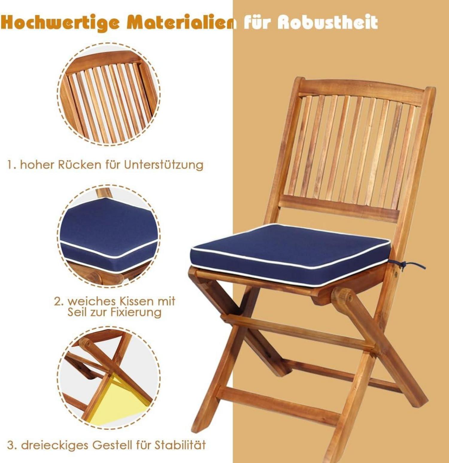 3tlg. Gartenmöbel Set Akazienholz klappbar Rundtisch 2