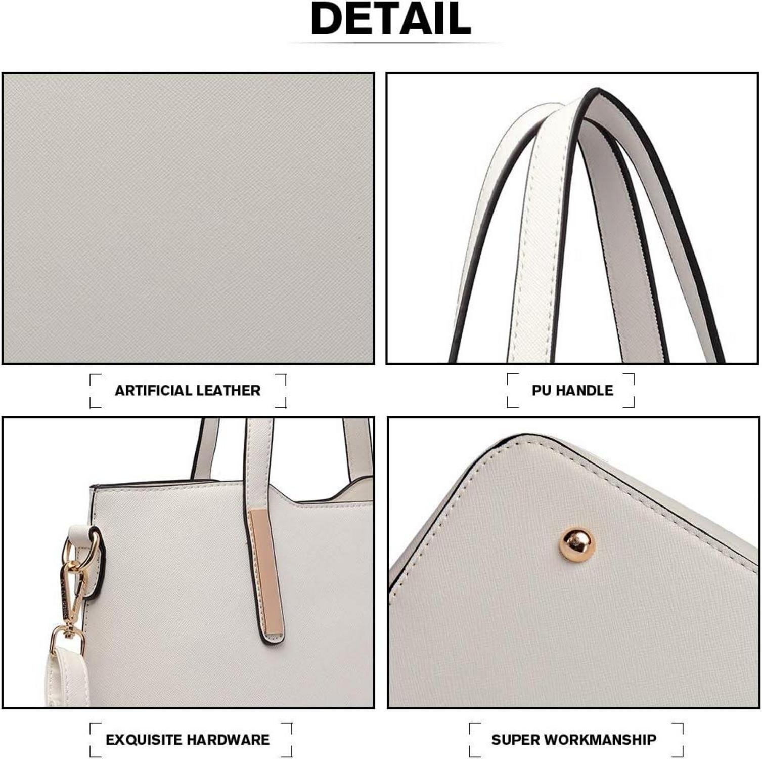 Miss Lulu Damen Handtasche Set Elegant PU Leder 3 Stück - Büro Schule Einkauf Tanzen Hochzeit - Groß Henkeltasche Tote