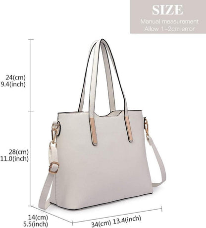Miss Lulu Damen Handtasche 3-teiliges Set PU Leder Schwarz Elegantes Shopper