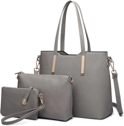 Damen Handtasche Shopper Schultertasche PU Leder 3er Set