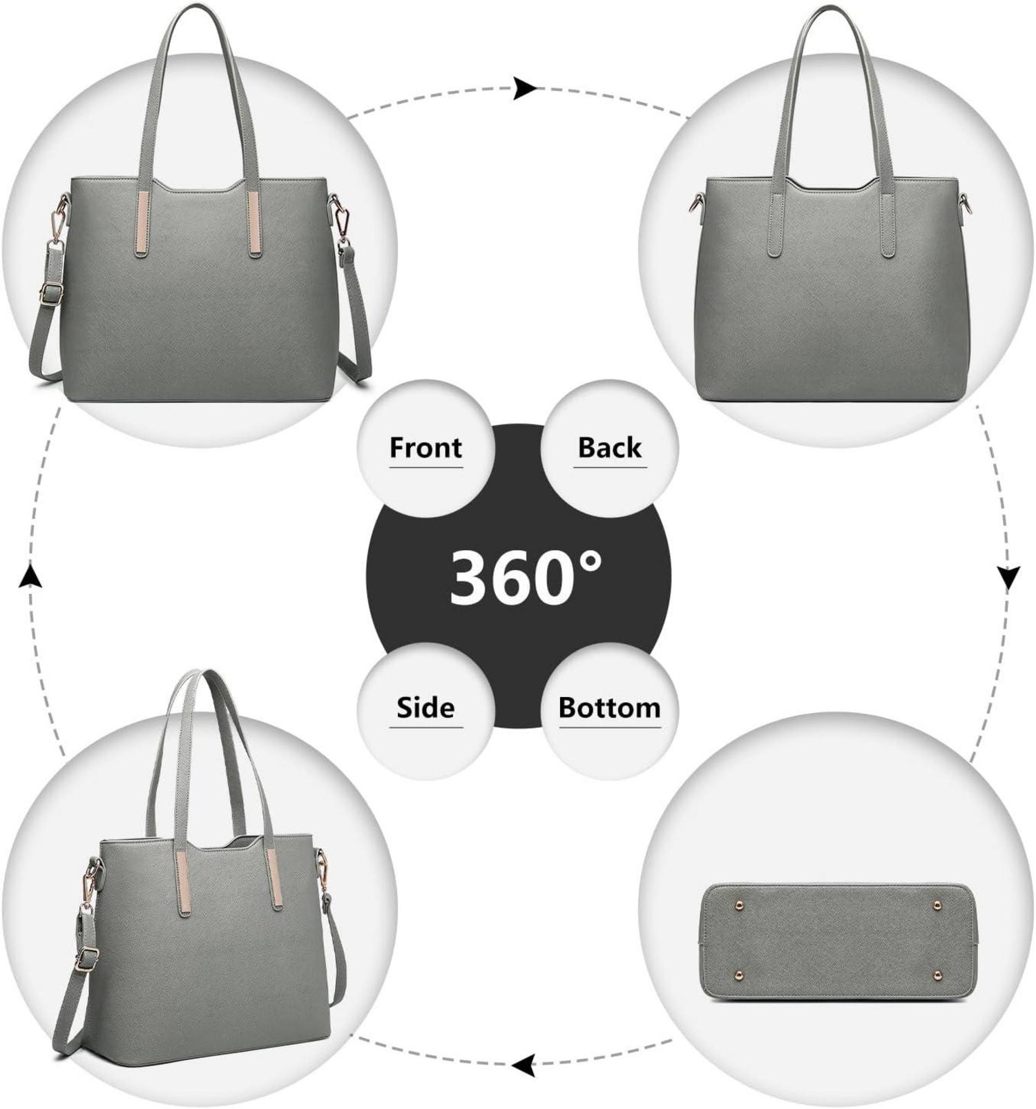 Damen Handtasche Shopper Schultertasche PU Leder 3er Set