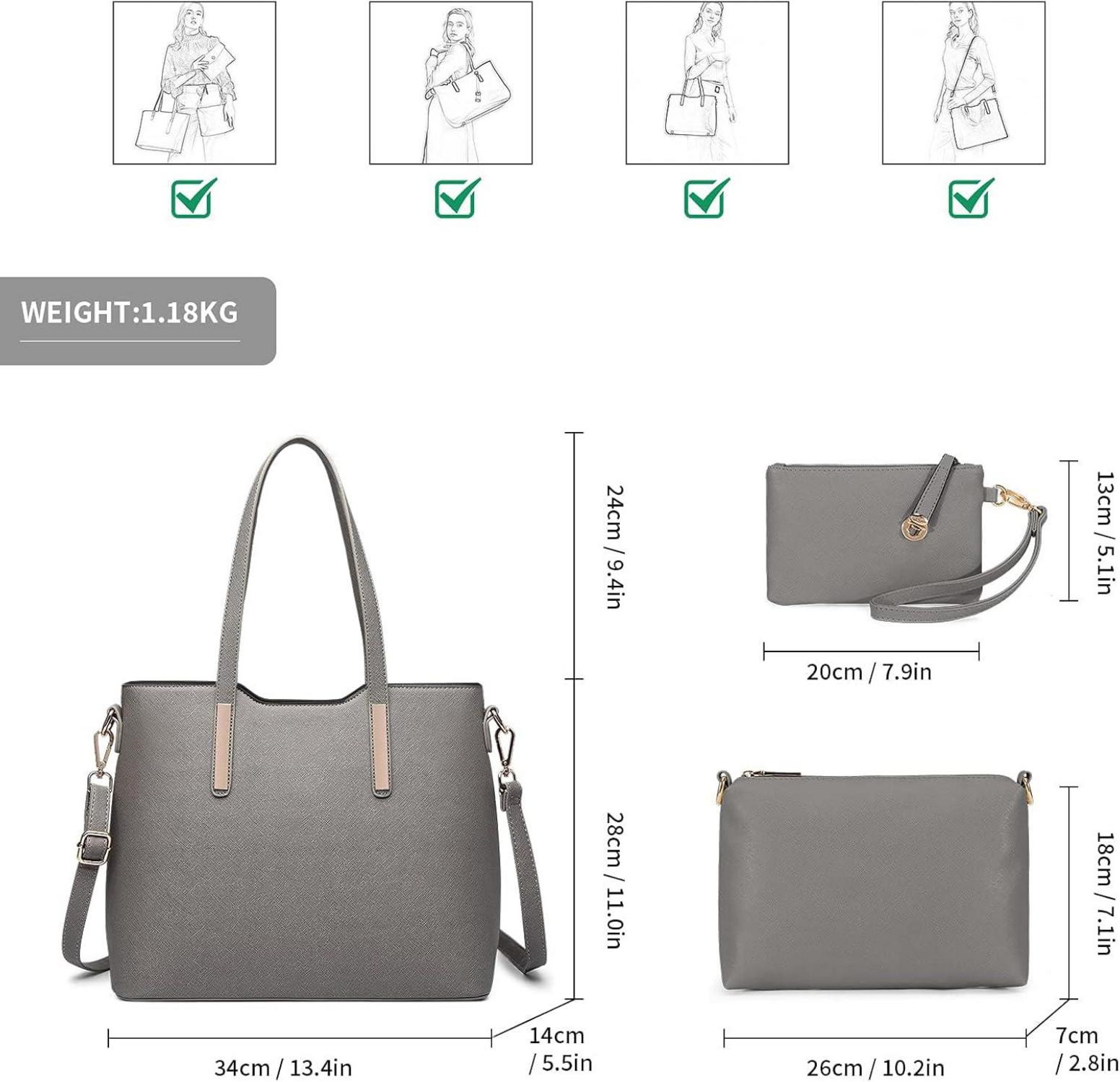 Miss Lulu Damen Handtasche Set Elegant PU Leder 3-teilig