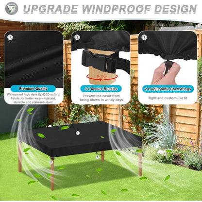 Gartentisch Abdeckung 160x90x15cm – Wasserdicht & Winterfest