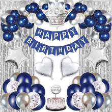 Geburtstagsdeko Blau Silber Party Set mit Ballons und Girlande