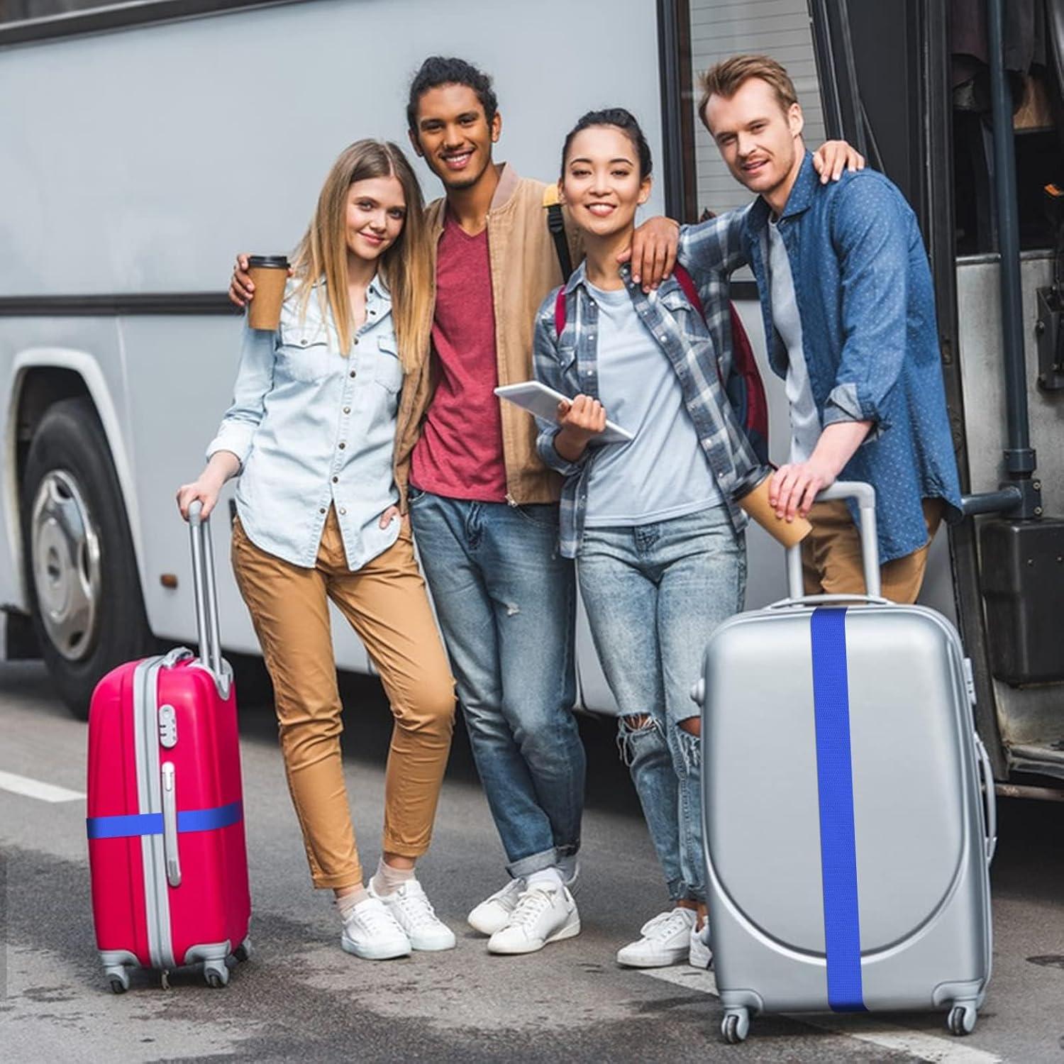 10er Set  Koffergurt Kofferanhänger Gepäckband Blau Reise Strap