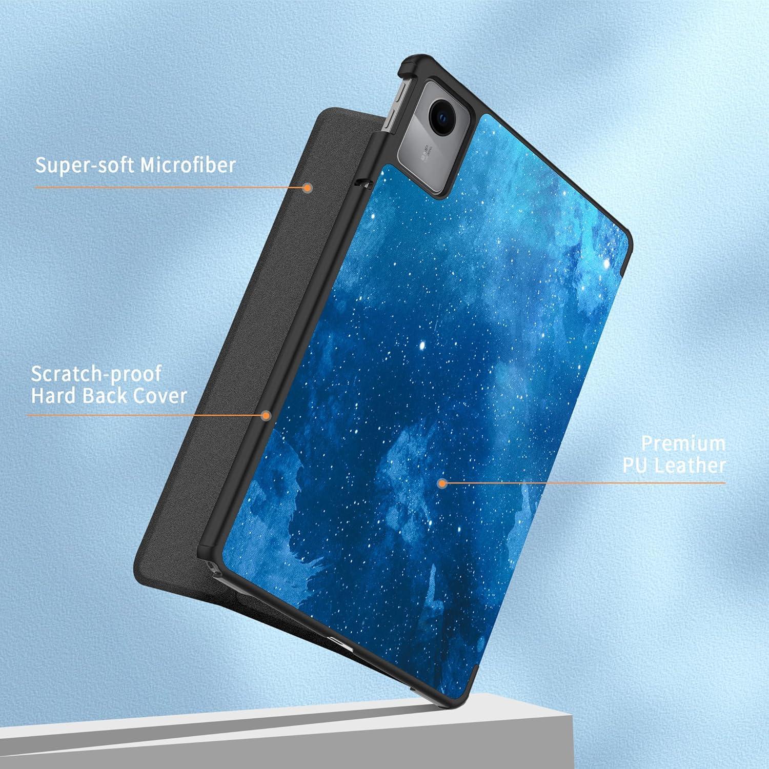 EasyAcc Hülle für Lenovo Tab M11 11 Zoll, Ultradünn mit Standfunktion, Blauer Stern