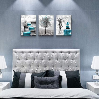 Leinwandbilder Schwarz Weiß Großer Baum See Landschaft Modern 40x58cm