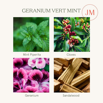 Geranium Mint Duftkerze 170g Naturwachs 40h Brenndauer