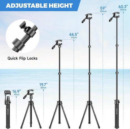 Victiv Tragbares Handy Stativ 150cm für Smartphone iPhone Samsung Huawei Kamera