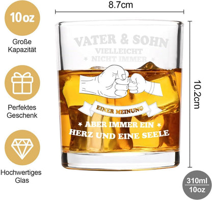 Personalisiertes Whiskeyglas Papa Geschenk Vater Sohn Geburtstag 300ml