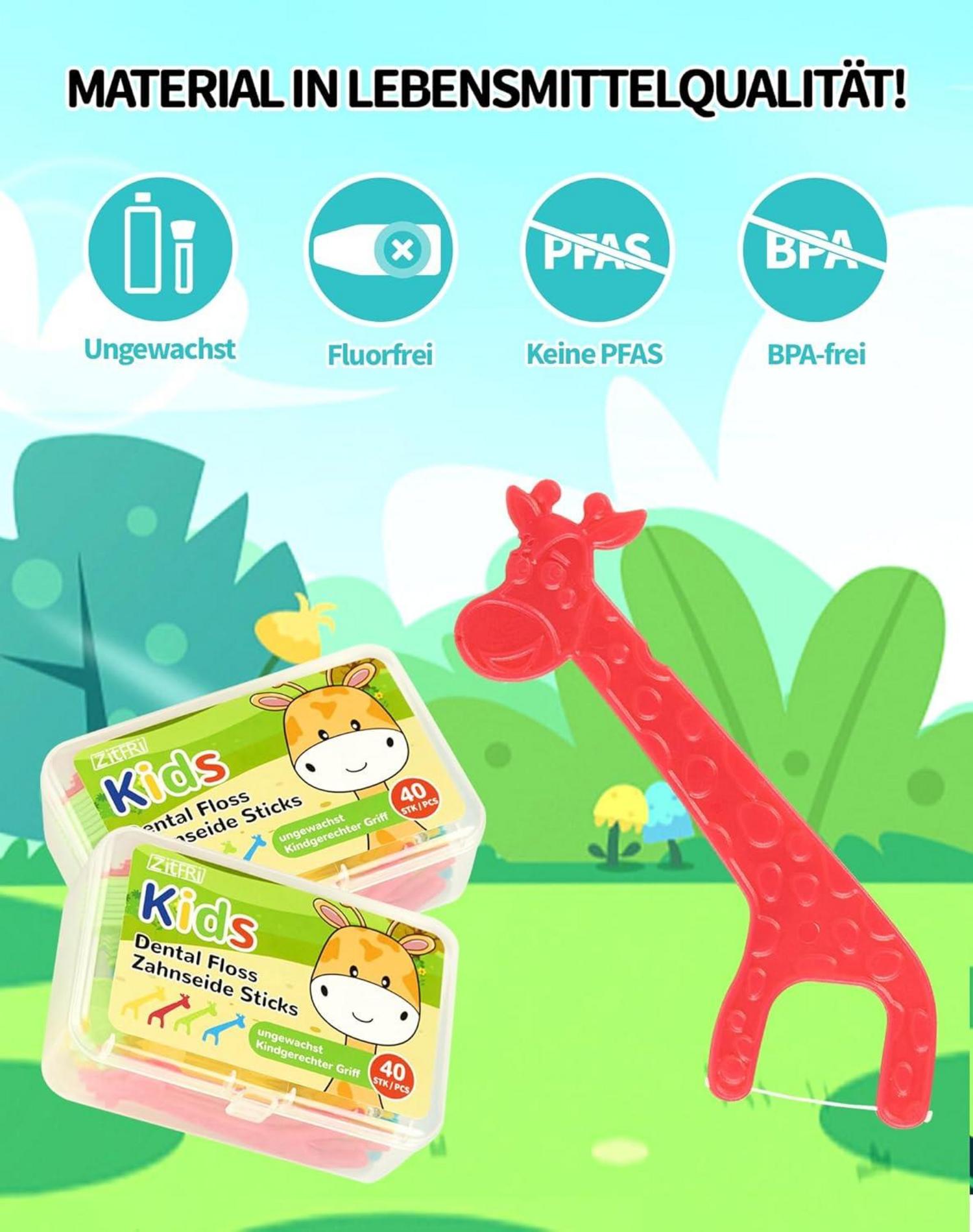 Kinder Zahnseide-Sticks 160er Dental Flosser Kids rutschfest & bunt