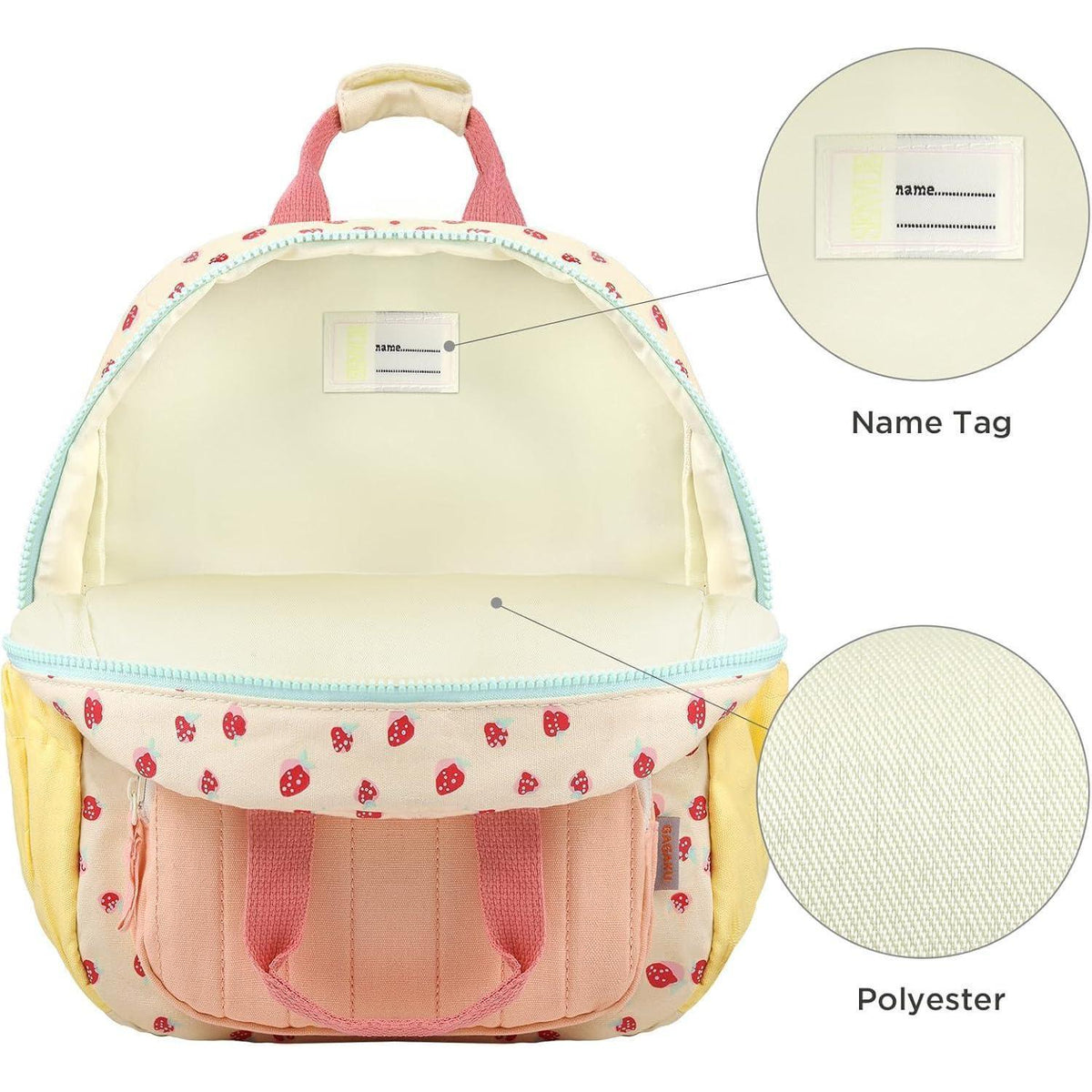 Kinderrucksack Mädchen Erdbeere 30cm für 2-5 Jahre