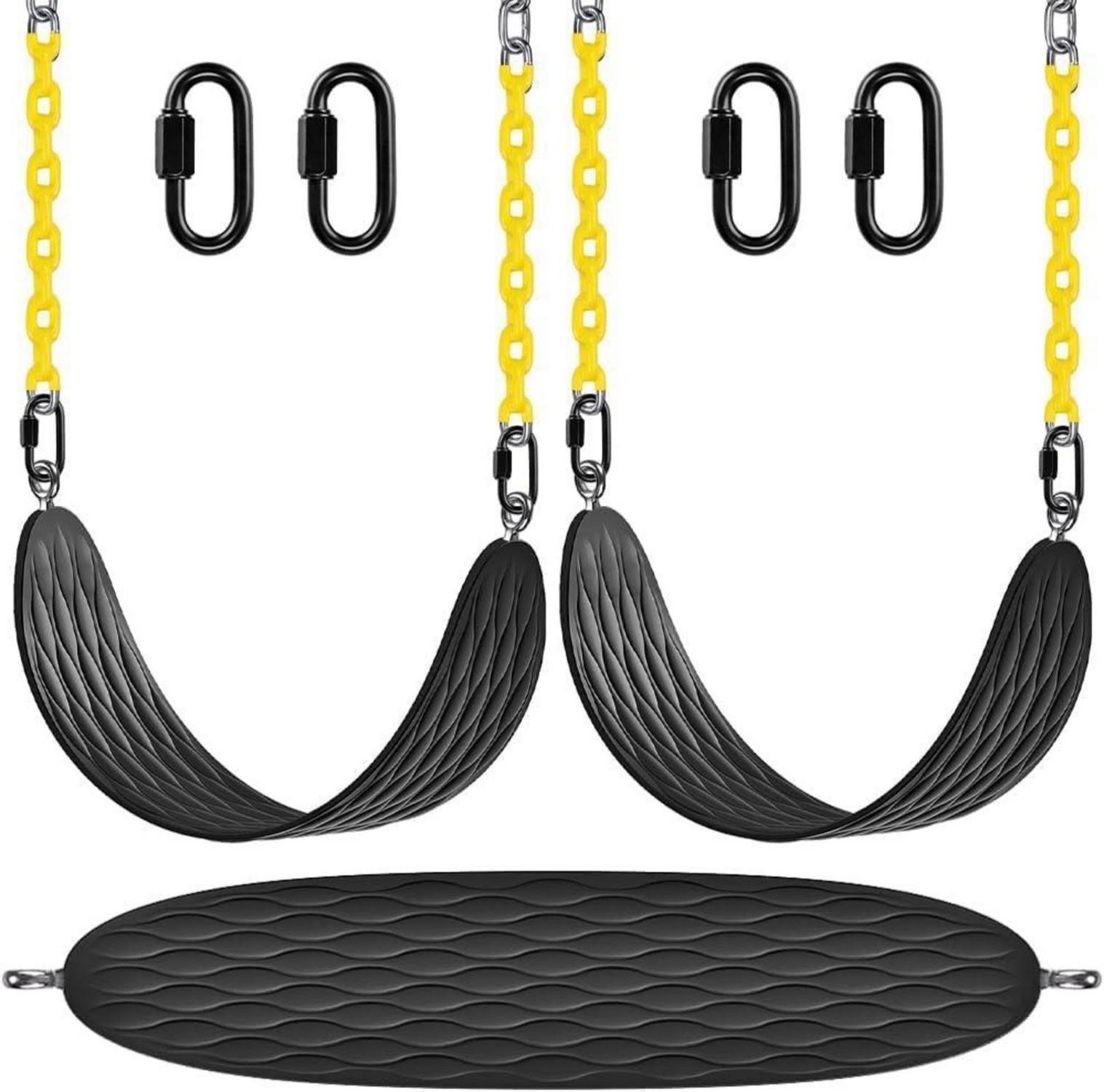 Heavy Duty Swing Seats 2 Pack 66 Inch Chain Carabiners Black