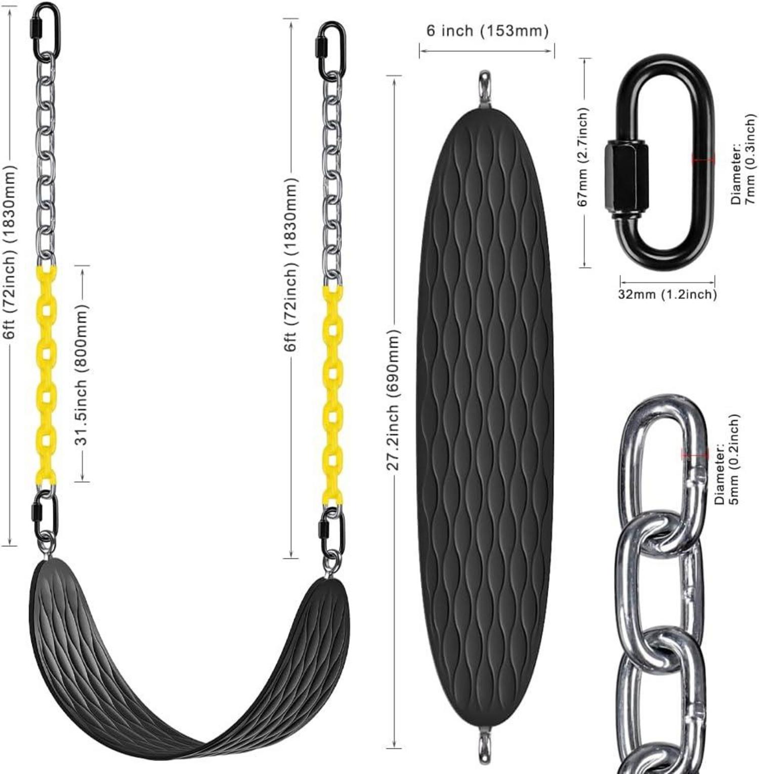 Heavy Duty Swing Seats 66 Inch Chain Carabiners Durable Playground Accessories