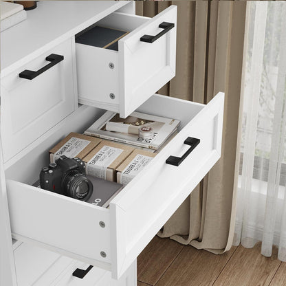 Weiß 2er-Set Kommode mit 6 Schubladen – Schlafzimmer Sideboard