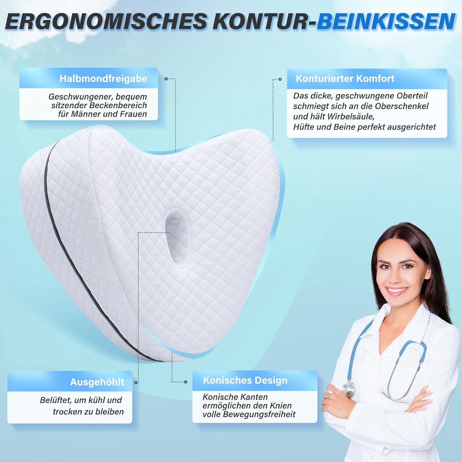 Orthopädisches Kniekissen für Seitenschläfer Memory-Schaum Beinkissen 30×26×17CM