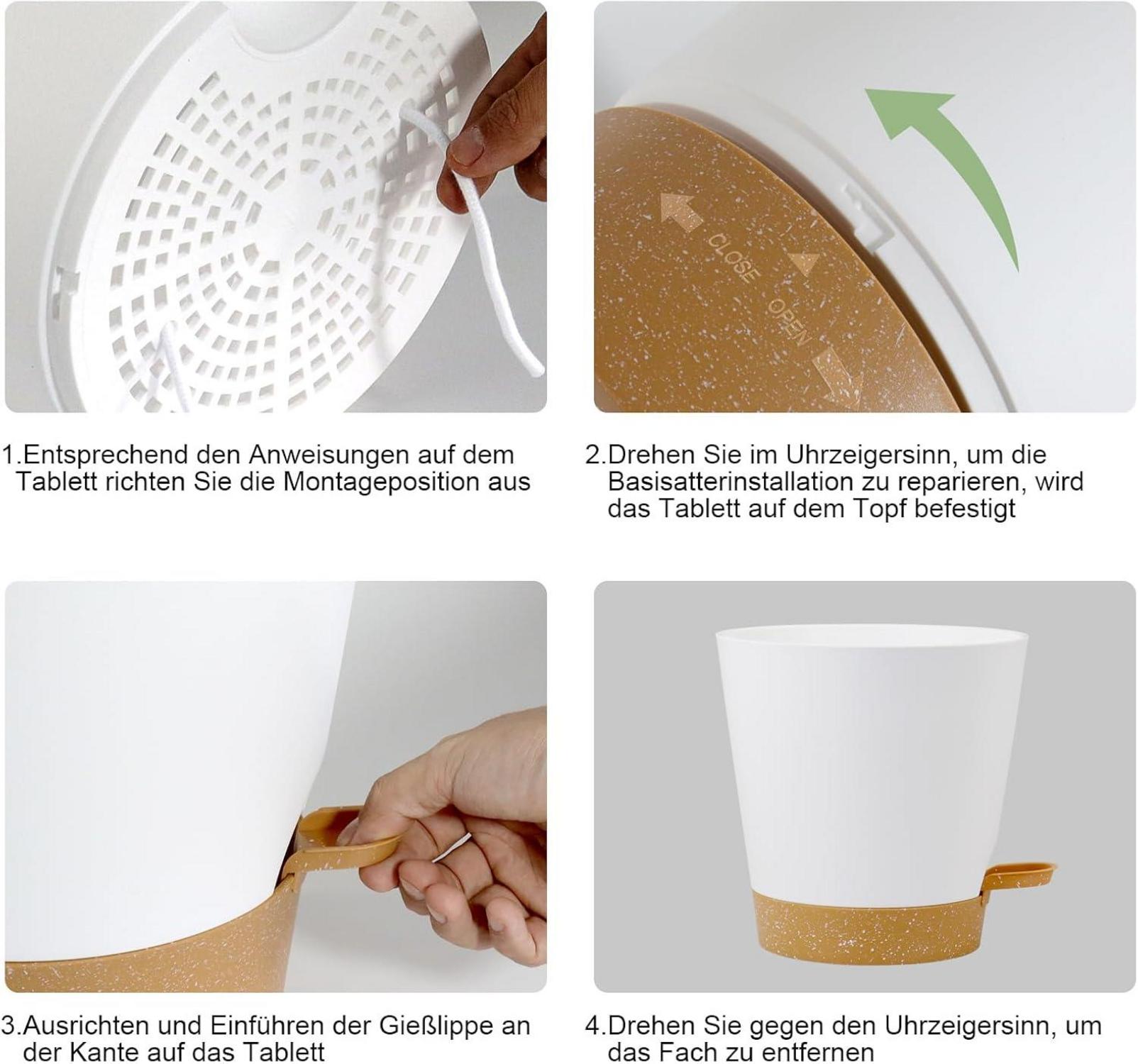 Selbstbewässernde Blumentöpfe Set für Innen- und Balkongärten, 6er