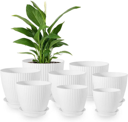 8er Set Blumentopf mit Untersetzer 19-10cm