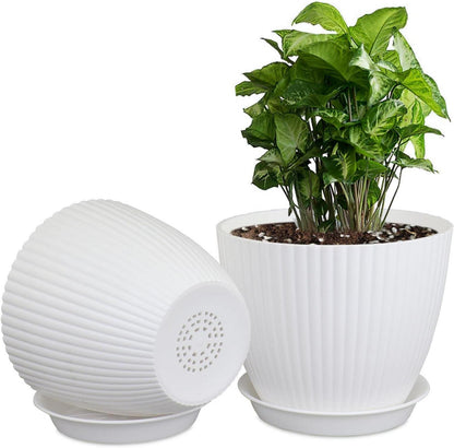 8er Set Blumentopf mit Untersetzer 19-10cm, Pflanzentopf