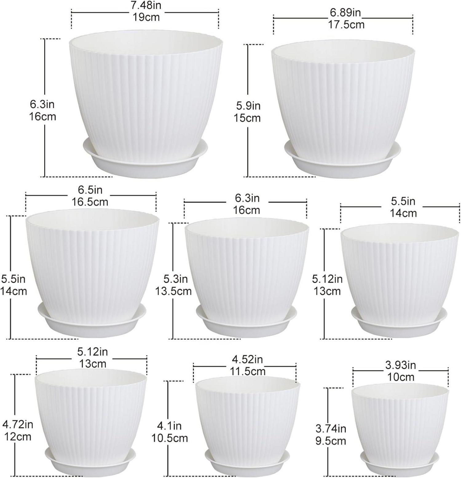 8er Set Blumentopf mit Untersetzer 19-10cm
