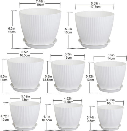8er Set Blumentopf mit Untersetzer 19-10cm