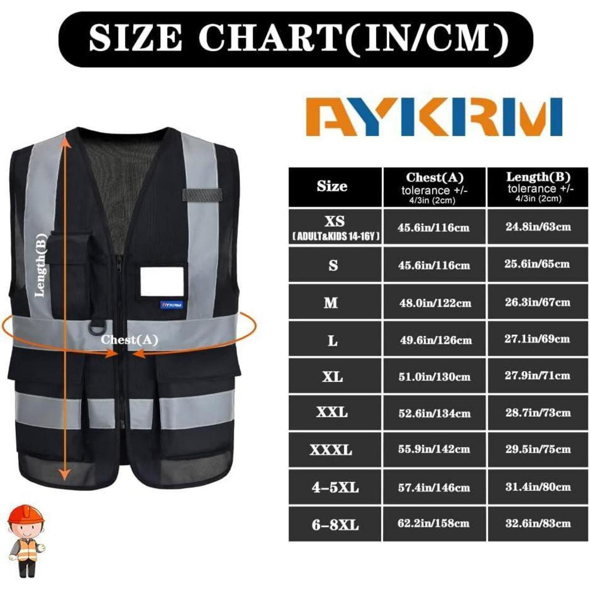 Warnweste Gelb Orange Schwarz – Sicherheitshilfe L