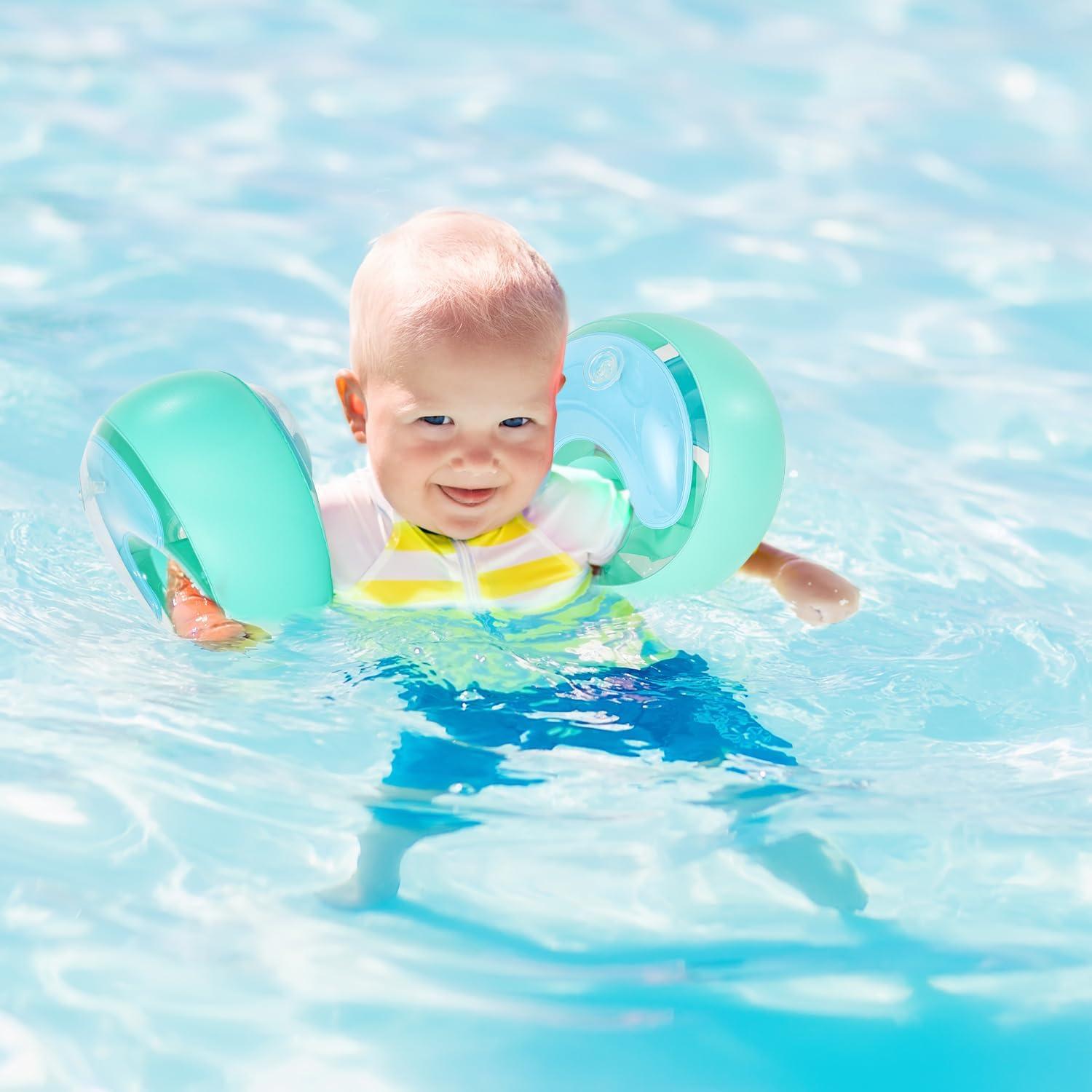 Schwimmflügel Kinder 2-6 Jahre Schwimmhilfe 3 Luftkammern Grünes Design