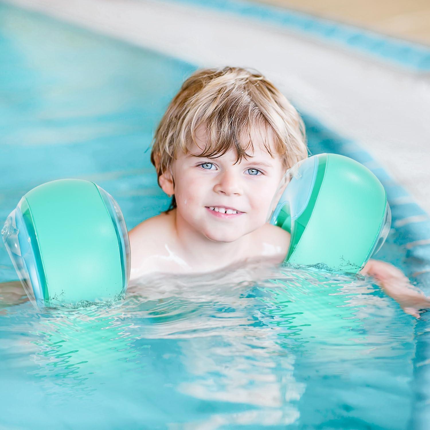 Schwimmflügel Kinder 2-6 Jahre Schwimmhilfe 3 Luftkammern Grünes Design
