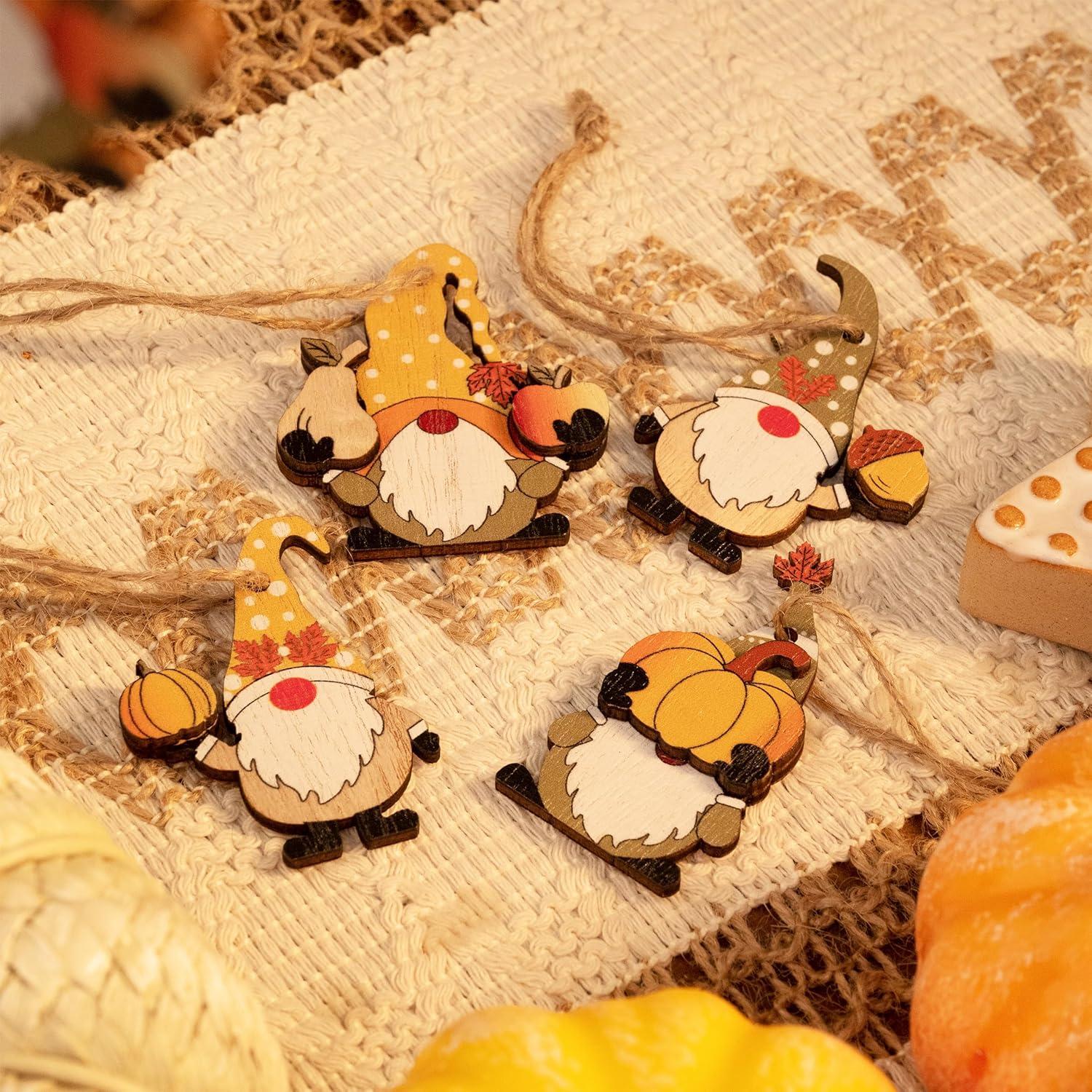 24er Herbstdeko Holz Anhänger Kürbis für Fenster Tisch 5cm