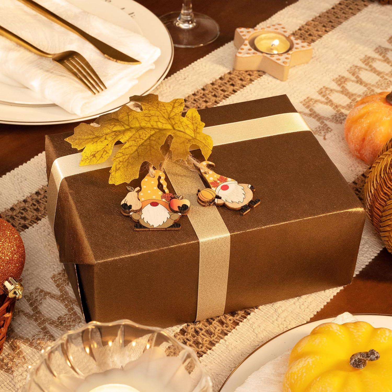 Herbstdeko Holz Anhänger 24er Set Kürbis GNOME mit 3D-Effekt 5cm