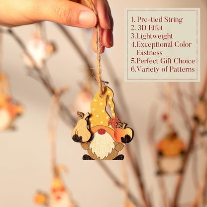 24er Herbstdeko Holz Anhänger Zwerg Kürbis 3D Effekt 5cm