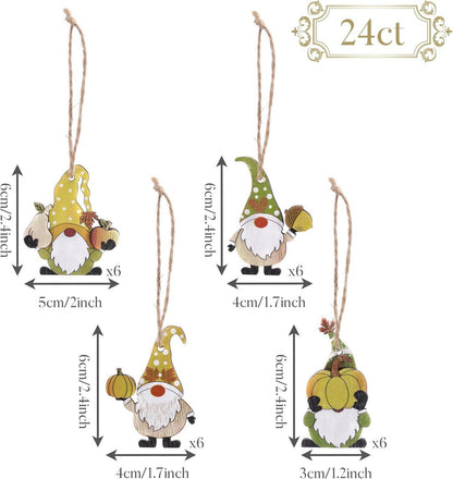 24er Herbstdeko Holz Anhänger 3D-Effekt für Baum Fenster Tisch