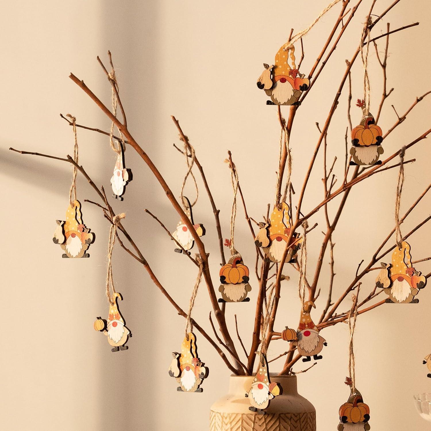 24er Herbstdeko Holz Anhänger Zwerg Kürbis 3D Effekt 5cm