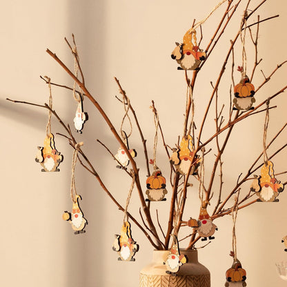 24er Herbstdeko Holz Anhänger Zwerg Kürbis 3D Effekt 5cm