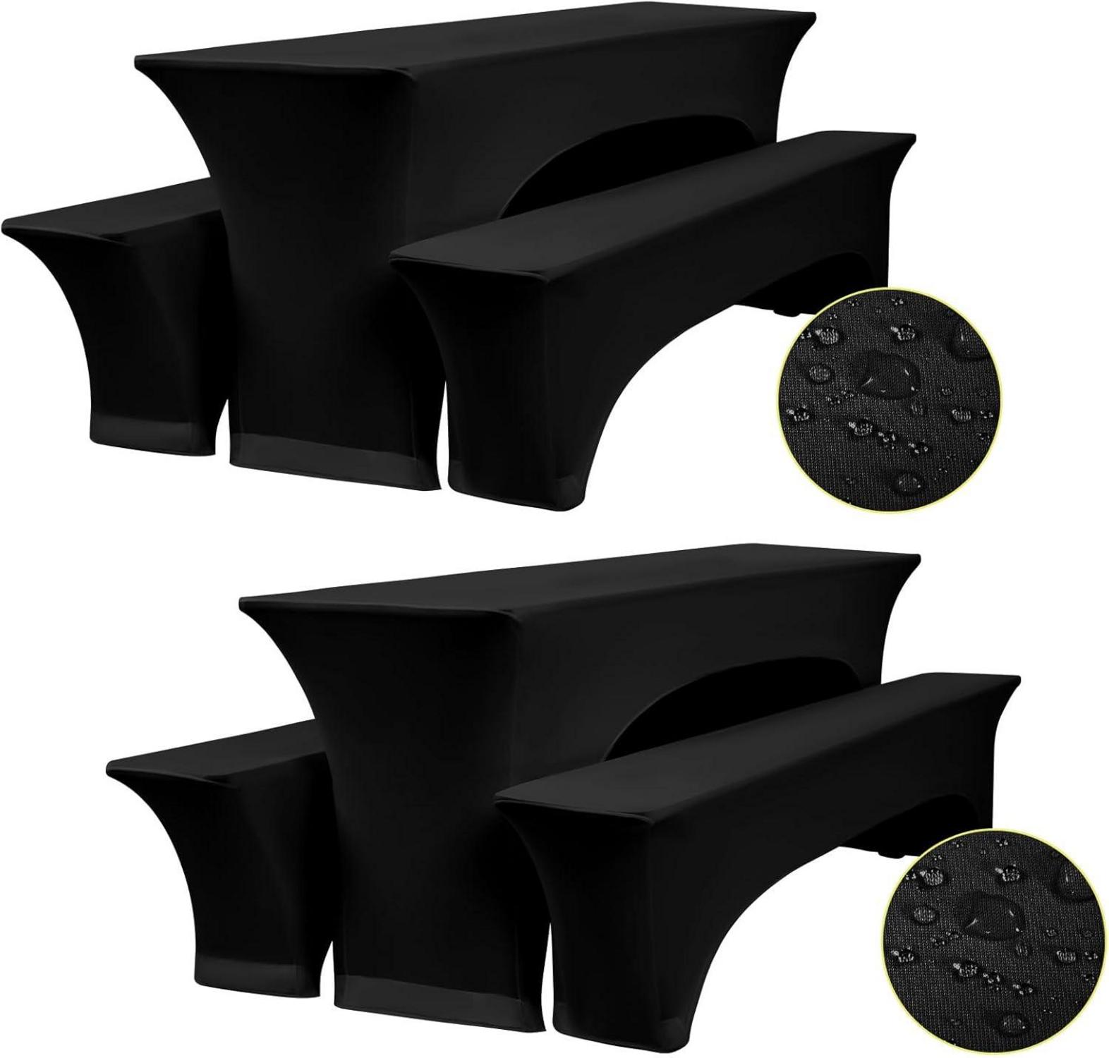 2er-Set Schwarze Elastische Biertischhussen Wasserdicht 220x50x70cm