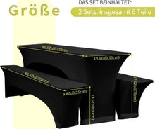 2er-Set Elastische Biertischhussen 220 x 50 cm Schwarz