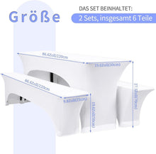 2er-Set Elastische Biertischhussen Weiß 220x50x70cm