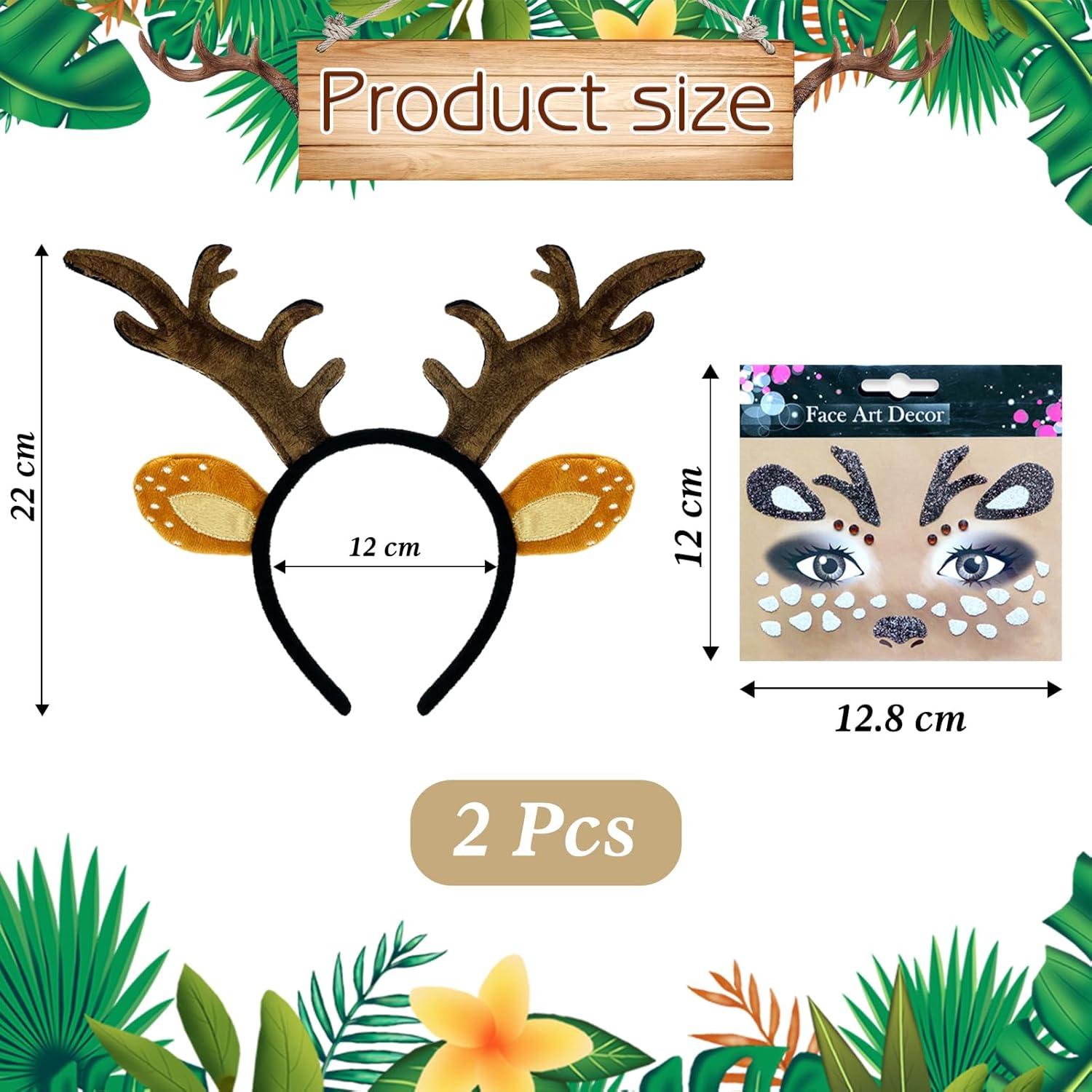 Rentier Haarreif mit Reh Geweih Ohren und Gesichtstattoo