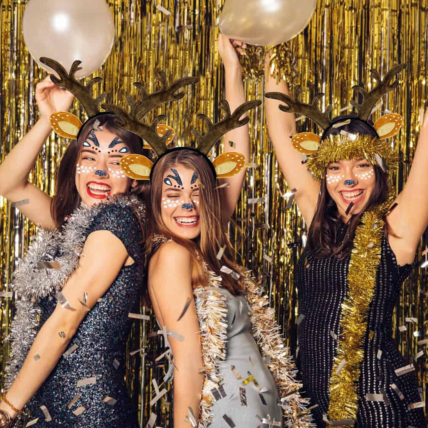 Rentier Haarreif mit Ohren Reh Geweih Damen Kostüm Haarreifen