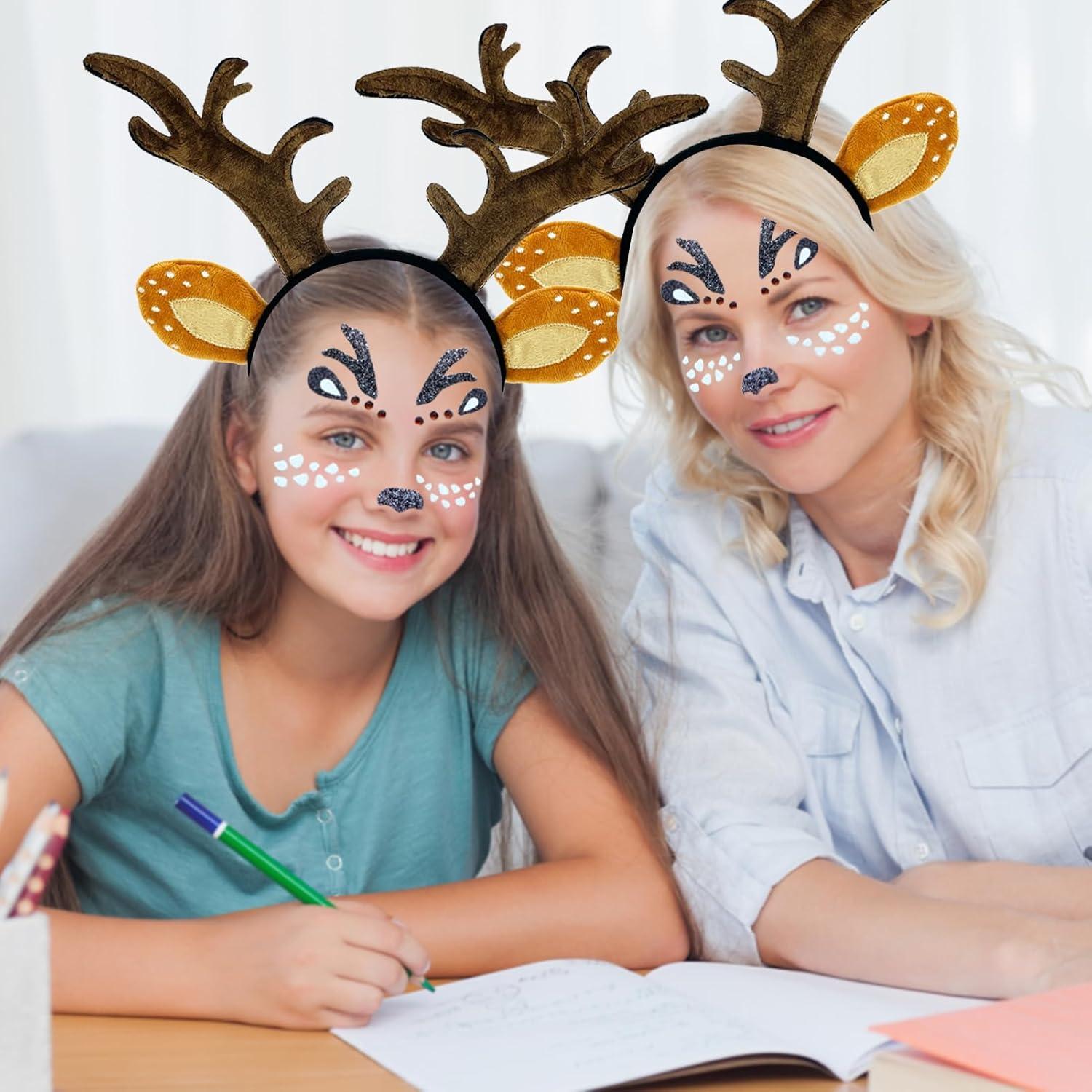 Rentier Haarreif mit Ohren und Reh Geweih Haarreif für Fasching