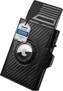 Slim Wallet RFID Schutz Italienisches Leder Münzfach Airtag
