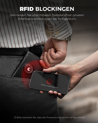 DODENSHA Herren RFID Slim Wallet Carbon Leder Münzfach Pop-up Aluminium