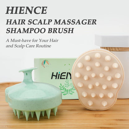 2er-Pack Shampoo Bürste zur Kopfhautmassage & Peeling, Silikonborsten, Haarwachstum, für nasses & trockenes Haar, Mintgrün & Beige