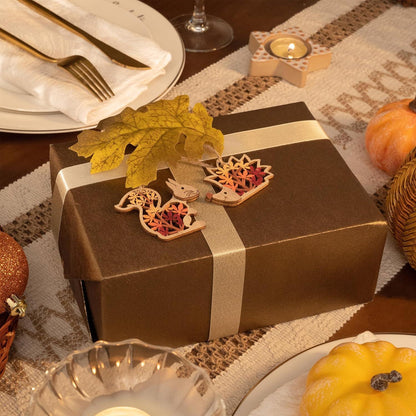 Herbstdeko Holz Anhänger Kürbis Igel 3D-Effekt 5cm mit Schnur