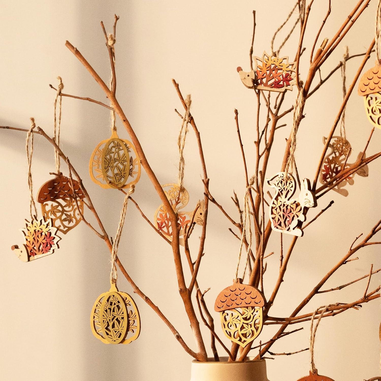 Herbstdeko Holz Anhänger Kürbis Igel 3D-Effekt 5cm Hängend