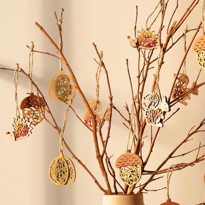 Herbstdeko Holz Anhänger Kürbis Igel 3D-Effekt 5cm Hängend