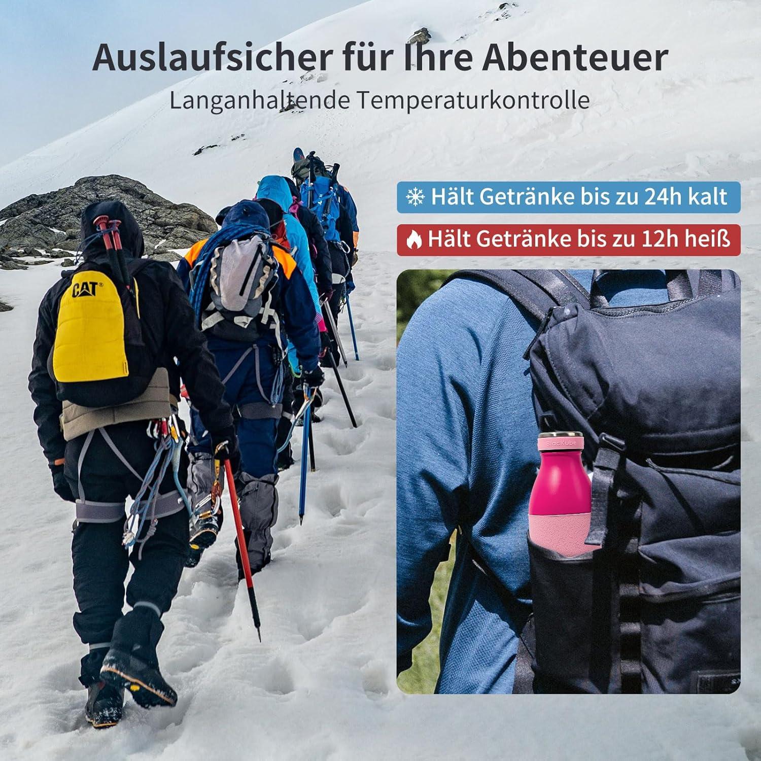 Edelstahl Trinkflasche 1L 500ml Thermosflasche BPA-frei Outdoor Fitness