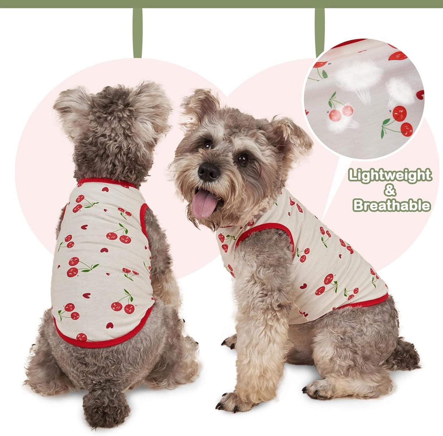 Hundepullover für Kleine Hunde, Weich Atmungsaktiv Chihuahua Shirt, Kirschen, M
